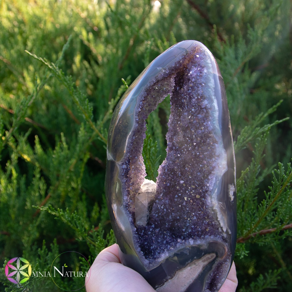 Geode Ametista Forata con Calcite