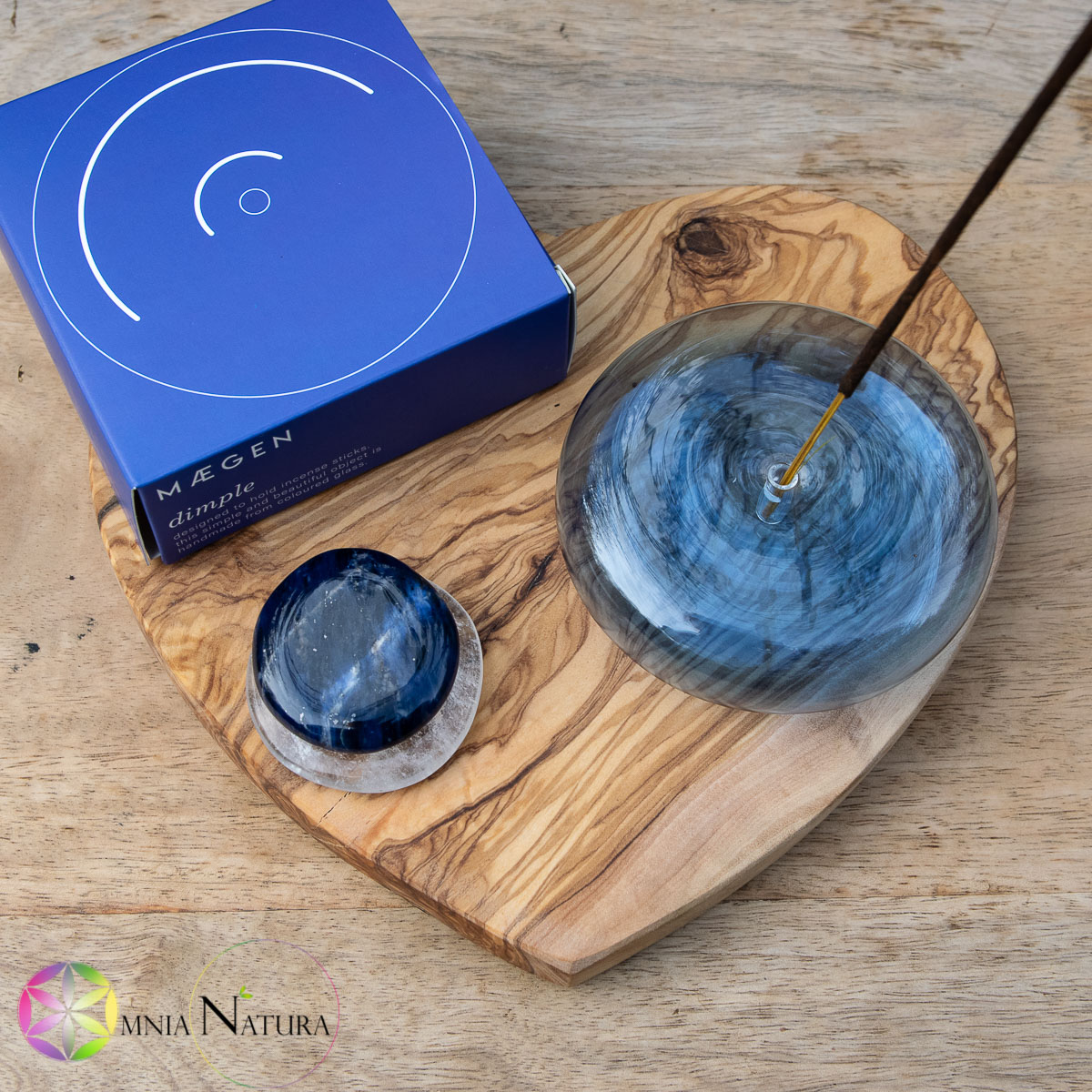 Porta Incenso in Vetro-Soffiato a Mano-Blu