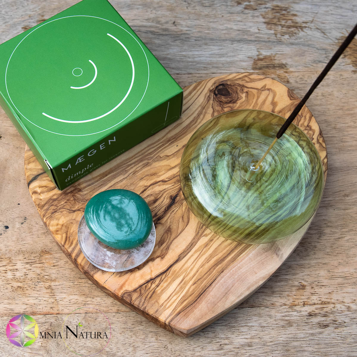 Porta Incenso in Vetro-Soffiato a Mano-Verde